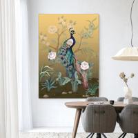 Urban Cotton Wandkleed 'Peacock' 80 x 110cm in Frame - black
