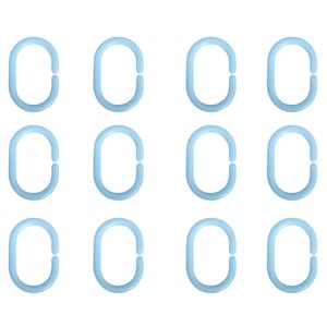 MSV Douchegordijn ophang ringen - kunststof - lichtblauw - 12x stuks - 4 x 6 cm   -