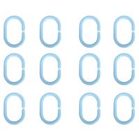 MSV Douchegordijn ophang ringen - kunststof - lichtblauw - 12x stuks - 4 x 6 cm   - - thumbnail