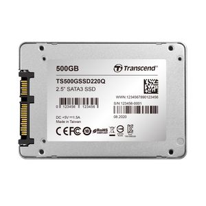 Transcend SSD220Q 500 GB SSD harde schijf (2.5 inch) SATA 6 Gb/s Retail TS500GSSD220Q