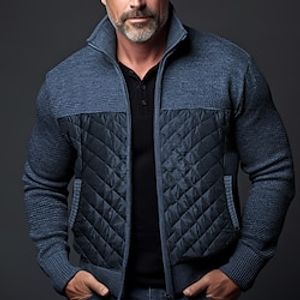 Voor heren Vest Trui Trui met rits Grof vest Geribd breien Gecoupeerd Zak Gebreid Kleurenblok Opstaand Opwarm Kleding Modern eigentijds Casual Alledaagse kleding Kleding Herfst Winter Zwart Rood S M L Lightinthebox