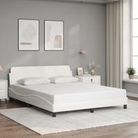 Bedframe met hoofdbord kunstleer wit 160x200 cm - thumbnail