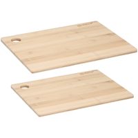 Set van 2x stuks snijplanken naturel rand 23 en 28 cm van bamboe hout - thumbnail