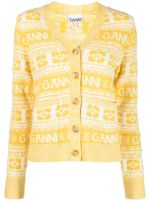 GANNI cardigan en maille à col v - Jaune