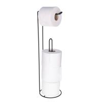 Toiletrolhouder - staand - 15 x 54 cm - zwart - metaal - wc rolhouder - thumbnail