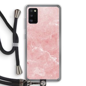 Roze marmer: Samsung Galaxy A41 Transparant Hoesje met koord