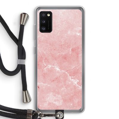 Roze marmer: Samsung Galaxy A41 Transparant Hoesje met koord
