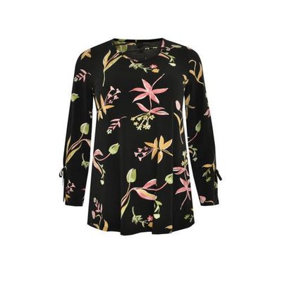 Yoek gebloemde tuniek TULIP zwart/groen/roze Yoek gebloemde tuniek TULIP zwart/groen/roze