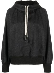 Jil Sander hoodie en laine vierge à lien de resserrage - Gris