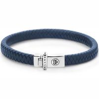 Rebel and Rose RR-L0146-S Armband Small Braided Blue leder-zilver M 17,5 cm