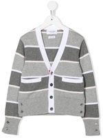 Thom Browne Kids cardigan rayé à col v - Gris