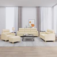 4-delige Loungeset met kussens stof crèmekleurig