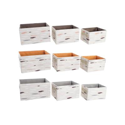 Mandenset DKD Home Decor Bruin Grijs Oranje 32 x 24 x 18 cm (3 Stuks)