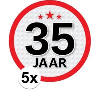 35 jaar leeftijd sticker - 5x - rond - Dia 15 cm - 35 jaar verjaardag - jubileum - leeftijd versieri