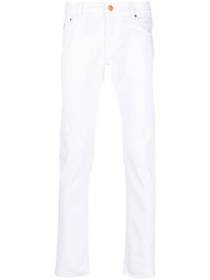 Hand Picked jean slim à patch logo - Blanc