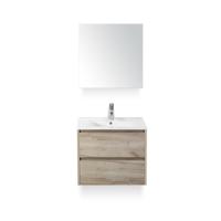 Dante Badmeubelset 60 cm - Craft Oak - Keramische Wastafel Wit Enjoy - met Spiegelkast