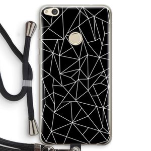 Geometrische lijnen wit: Huawei Ascend P8 Lite (2017) Transparant Hoesje met koord