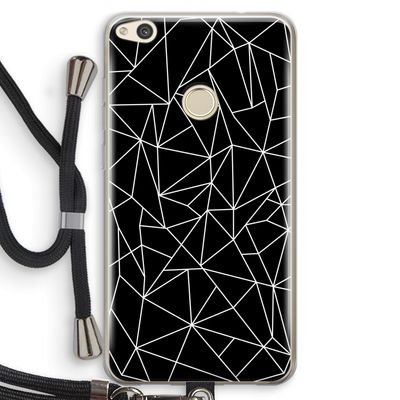 Geometrische lijnen wit: Huawei Ascend P8 Lite (2017) Transparant Hoesje met koord