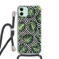 Geometrische jungle: iPhone 11 Transparant Hoesje met koord