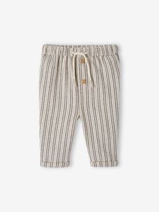 Gestreepte newborn broek met elastische taille antraciet