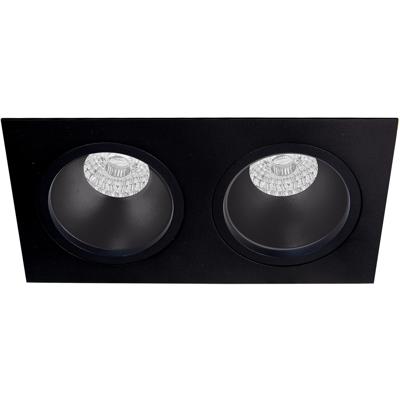 Spot Armatuur GU10 - Pragmi Shift Pro - GU10 Inbouwspot - Vierkant - 2-lichts - Zwart - Aluminium - 210mm