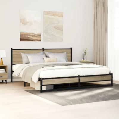 Bedframe zonder matras metaal sonoma eikenkleurig 180x200 cm