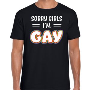 Gay Pride t-shirt met tekst - heren - zwart - Sorry girls - LHBTI