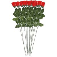 12x Nep planten rode Rosa roos kunstbloemen 60 cm decoratie - Kunstbloemen - thumbnail