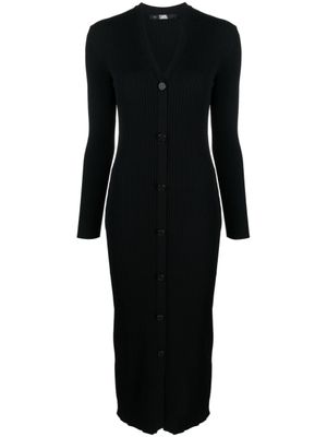 Karl Lagerfeld robe mi-longue à col v - Noir Karl Lagerfeld robe mi-longue à col v - Noir