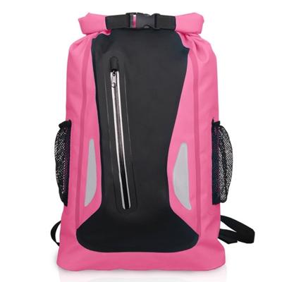 Outdoor waterdichte droge dubbele schouderband tas droge zak PVC vat tas capaciteit: 25L (roze)