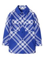 Burberry Kids chemise bicolore à carreaux en coton - Bleu