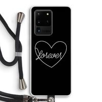 Forever heart black: Samsung Galaxy S20 Ultra Transparant Hoesje met koord