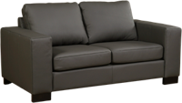 Donkergrijze leren moderne 2-zitsbank Enjoy - poot hout zwart - Hermes Leer Antracite (donkergrijs leer)
