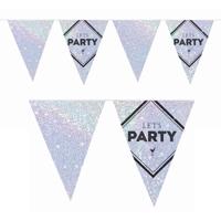Vlaggenlijn Lets party feest slinger holografisch - 10 meter - Disco/glitter party decoratie