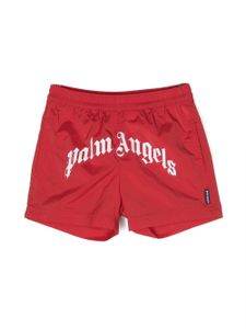 Palm Angels Kids short de bain à logo incurvé - Rouge