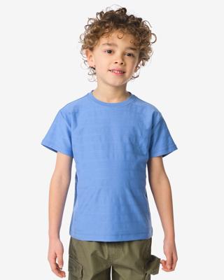 HEMA Kinder T-shirt jacquard strepen blauw (blauw)
