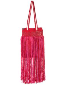 Nannacay sac cabas en maille Felipa à franges - Rose