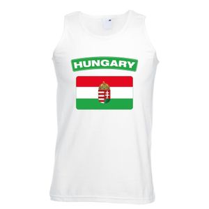 Singlet shirt/ tanktop Hongaarse vlag wit heren