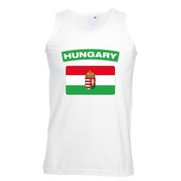 Singlet shirt/ tanktop Hongaarse vlag wit heren - thumbnail