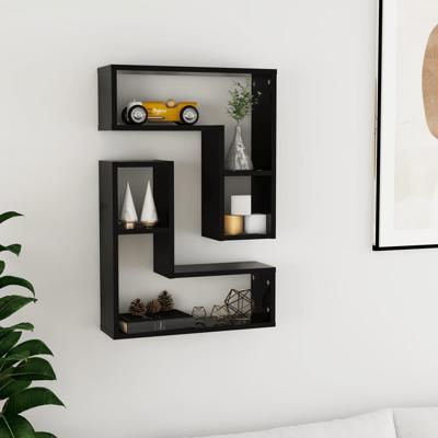 Wandschappen 2 st 50x15x50 cm bewerkt hout zwart