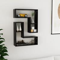Wandschappen 2 st 50x15x50 cm bewerkt hout zwart