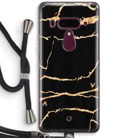 Gouden marmer: HTC U12+ Transparant Hoesje met koord
