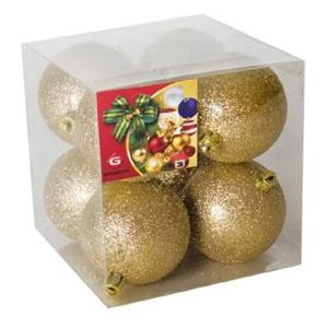 Gerimport Kerstballen - 8x - goud - kunststof - glitters - D7 cm