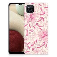 Samsung Galaxy A12 TPU Case Pink Flowers - thumbnail