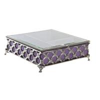 Doos-Juwelenkistje DKD Home Decor Kristal Metaal Zilverkleurig Lila 22 x 22 x 7 cm