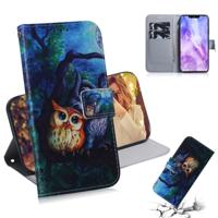 Olieverf uil patroon gekleurde tekening horizontale Flip lederen case voor Huawei Nova 3 met houder & card slots & portemonnee