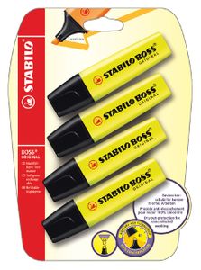 Markeerstift STABILO Boss 70/24 geel blister ÃƒÆ' 4 stuks