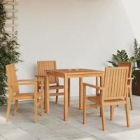 Tuinstoelen stapelbaar 4 st 56,5x57,5x91 cm massief teakhout