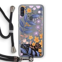 Flowers with blue leaves: Samsung Galaxy A11 Transparant Hoesje met koord