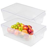 Koelkast/keuken organizer bak - 2x - transparant - kunststof - L32 x B20 x H10 cm - groente lade